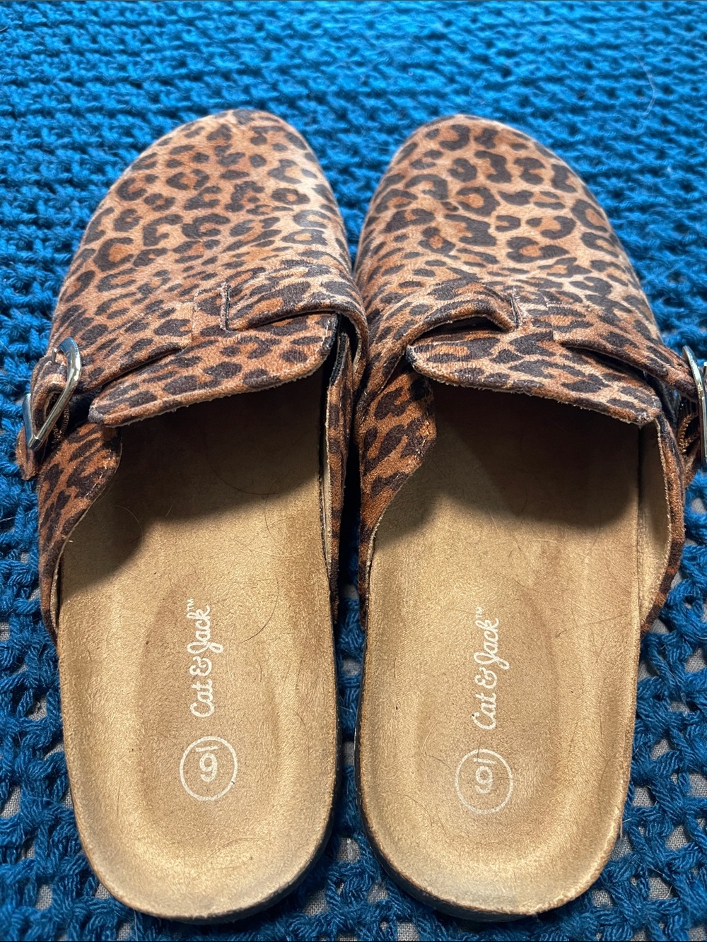 Cat & Jack Leopard-Print Buckle Slip-On Mules - Brown & Black